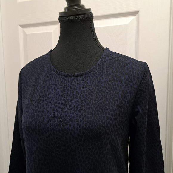 New! Rachel Roy Knit Dress Black Blue Animal Print Womens Medium 3/4 Sleeve - Picture 6 of 10